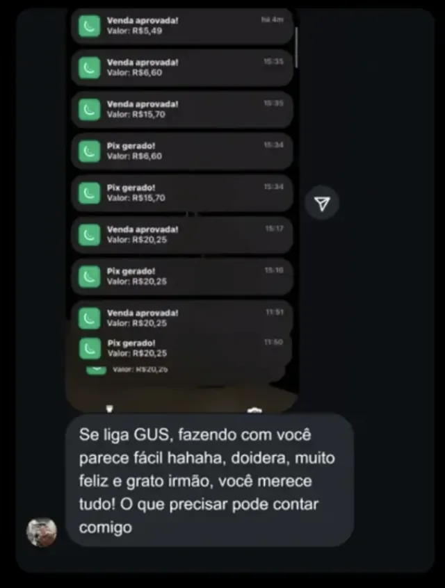 Mensagem de aluno