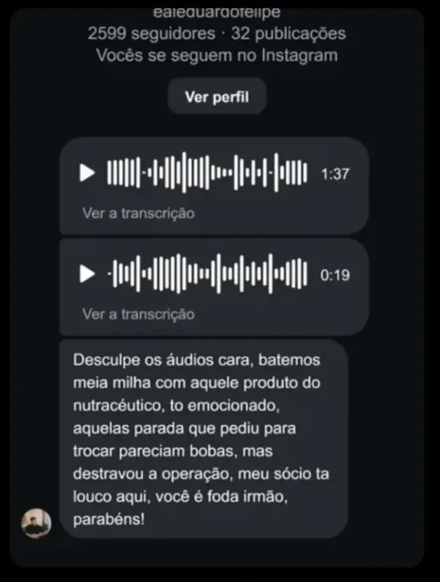 Mensagem de aluno
