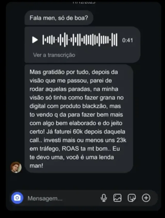 Mensagem de aluno