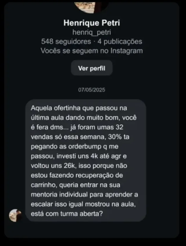 Mensagem de aluno